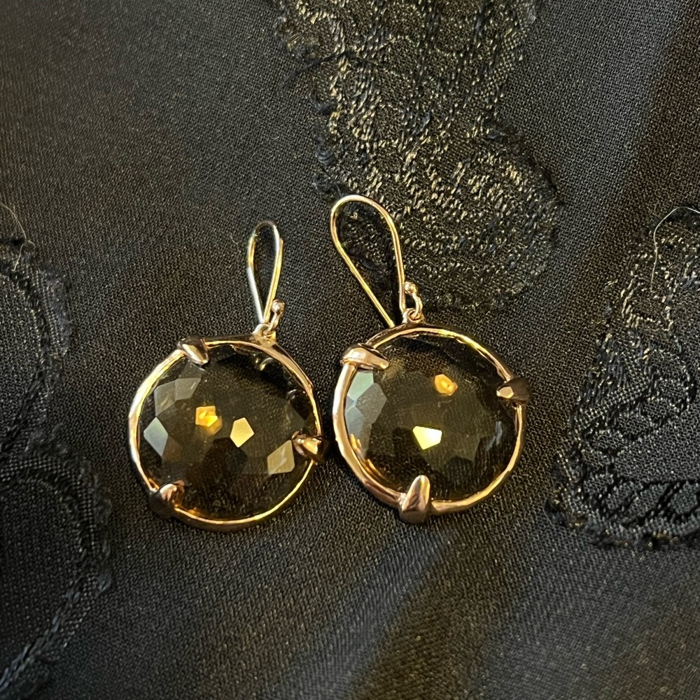 Chic Rose Gold and Smoky Topaz Faceted Earrings